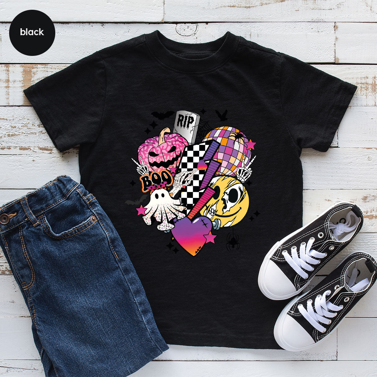 Retro Halloween Shirt, Spooky Pumpkin Shirt, Cool Checkered Outfit