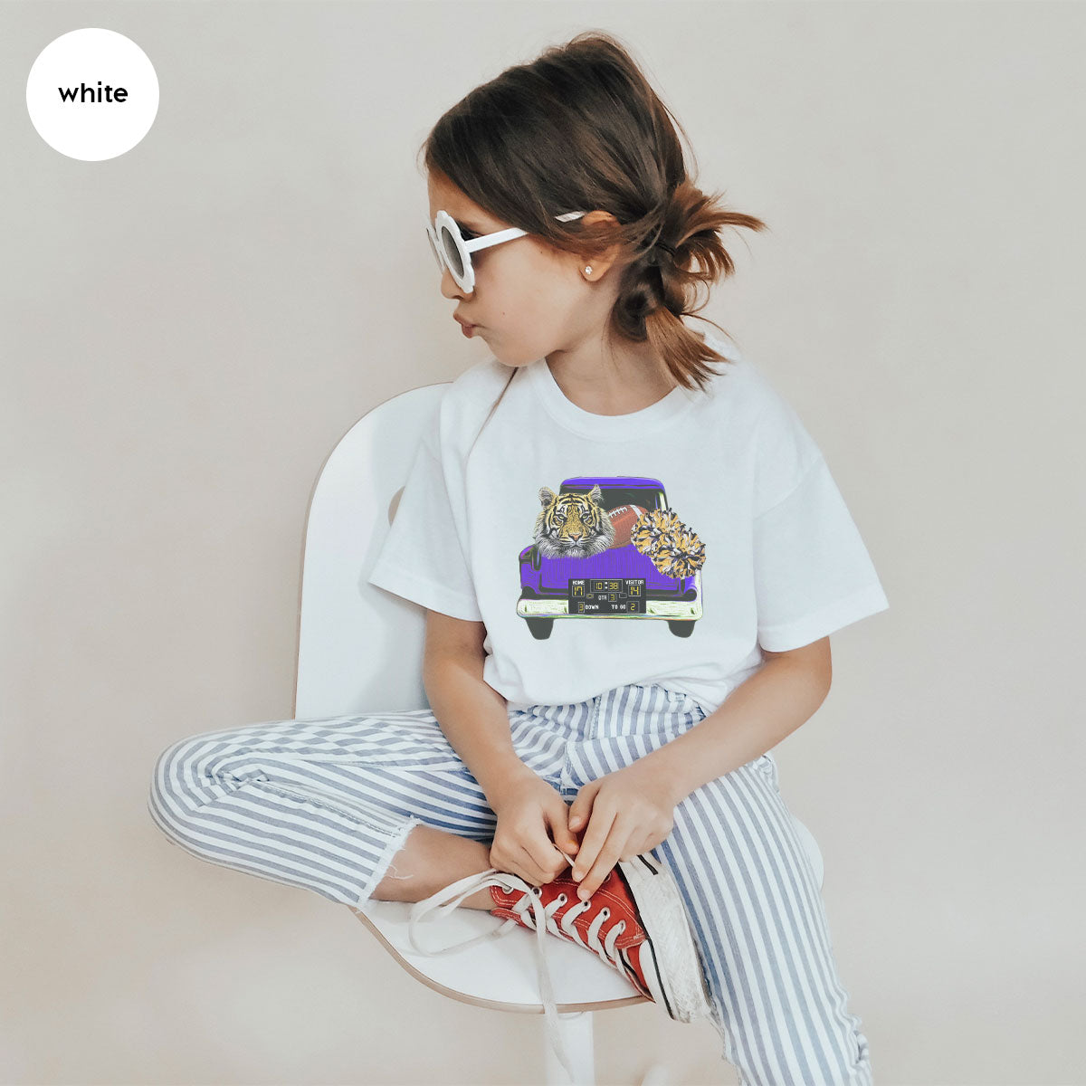 Football Truck Shirt, Tiger Graphic Tees, Football Mom TShirt, Football Gifts for Her, Cheer Vneck Shirt, Gift for Him, Sports Clothing