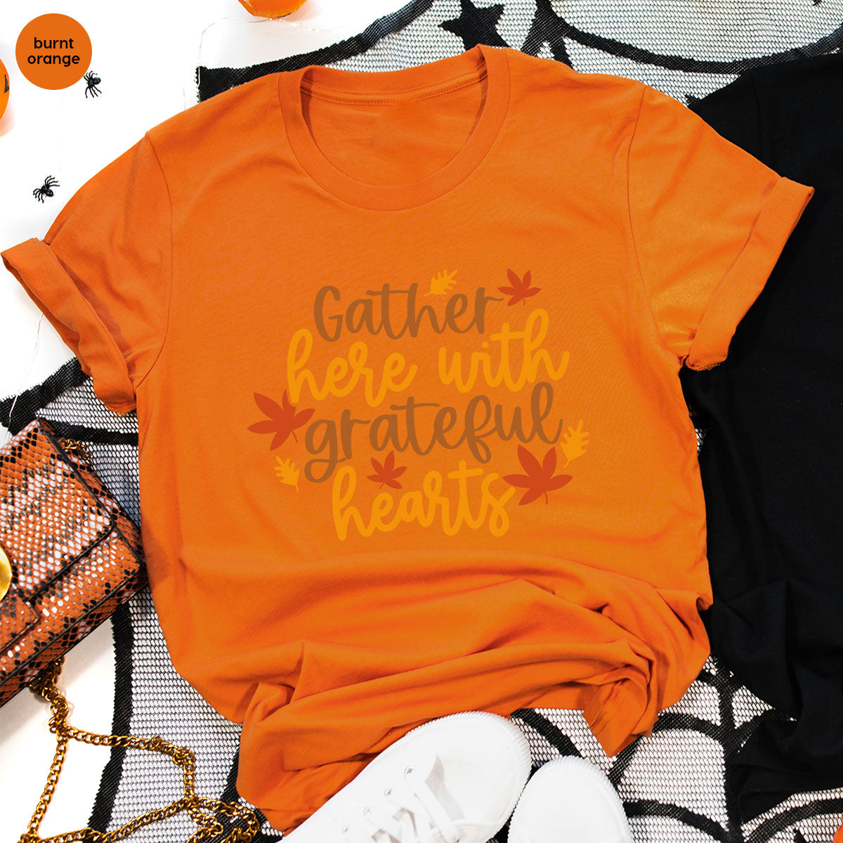 Fall Leaves Graphic Tees, Autumn Crewneck Sweatshirt, Fall Gifts, Happy Thanksgiving Clothing, Thankful T-Shirt, Matching Family Shirt