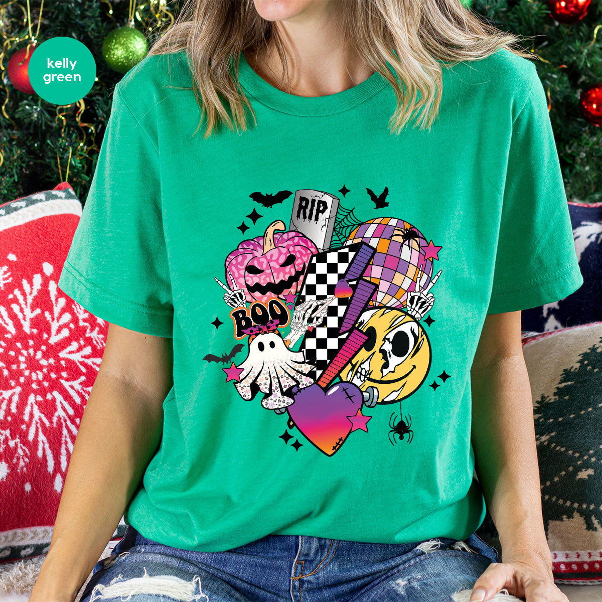 Halloween Shirt, Halloween Gifts, Spooky Season Shirt, Pumpkin Graphic Tees, Girls Fall Clothing, Halloween Party Outfit, Ghost Vneck Shirt