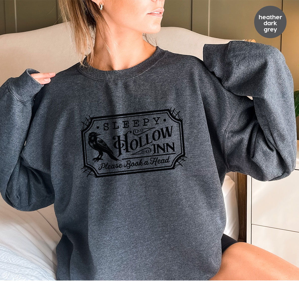 Halloween Crewneck Sweatshirt, Crow Graphic Tees, Gift for Him, Cool Movie T-Shirt, Gift for Her, Spooky Season Party VNeck Shirt