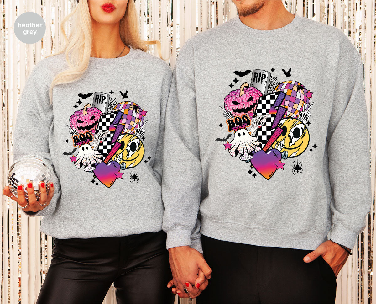 Retro Halloween Shirt, Spooky Pumpkin Shirt, Cool Checkered Outfit