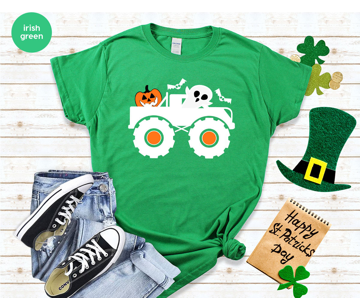 Kids Halloween Shirt, Halloween Gifts, Boys Truck T-Shirt, Ghost Outfit, Pumpkin Graphic Tees, Spooky Season Gifts, Toddler Clothes