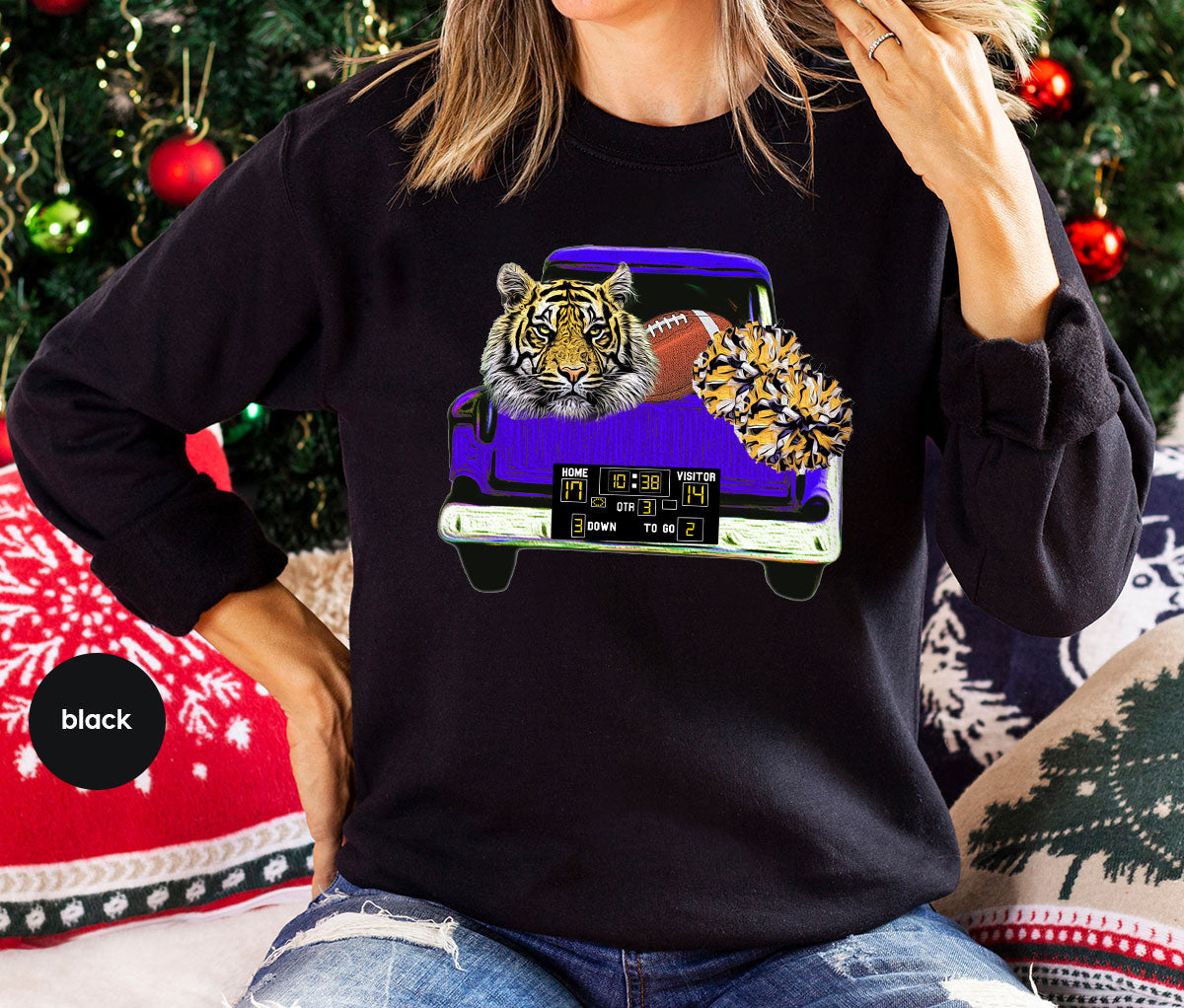 Football Truck Shirt, Tiger Graphic Tees, Football Mom TShirt, Football Gifts for Her, Cheer Vneck Shirt, Gift for Him, Sports Clothing