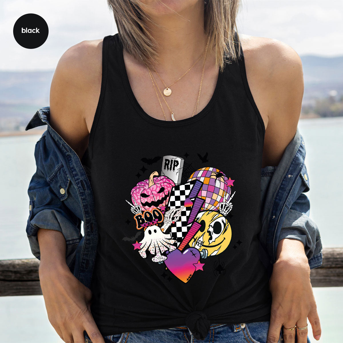 Halloween Shirt, Halloween Gifts, Spooky Season Shirt, Pumpkin Graphic Tees, Girls Fall Clothing, Halloween Party Outfit, Ghost Vneck Shirt
