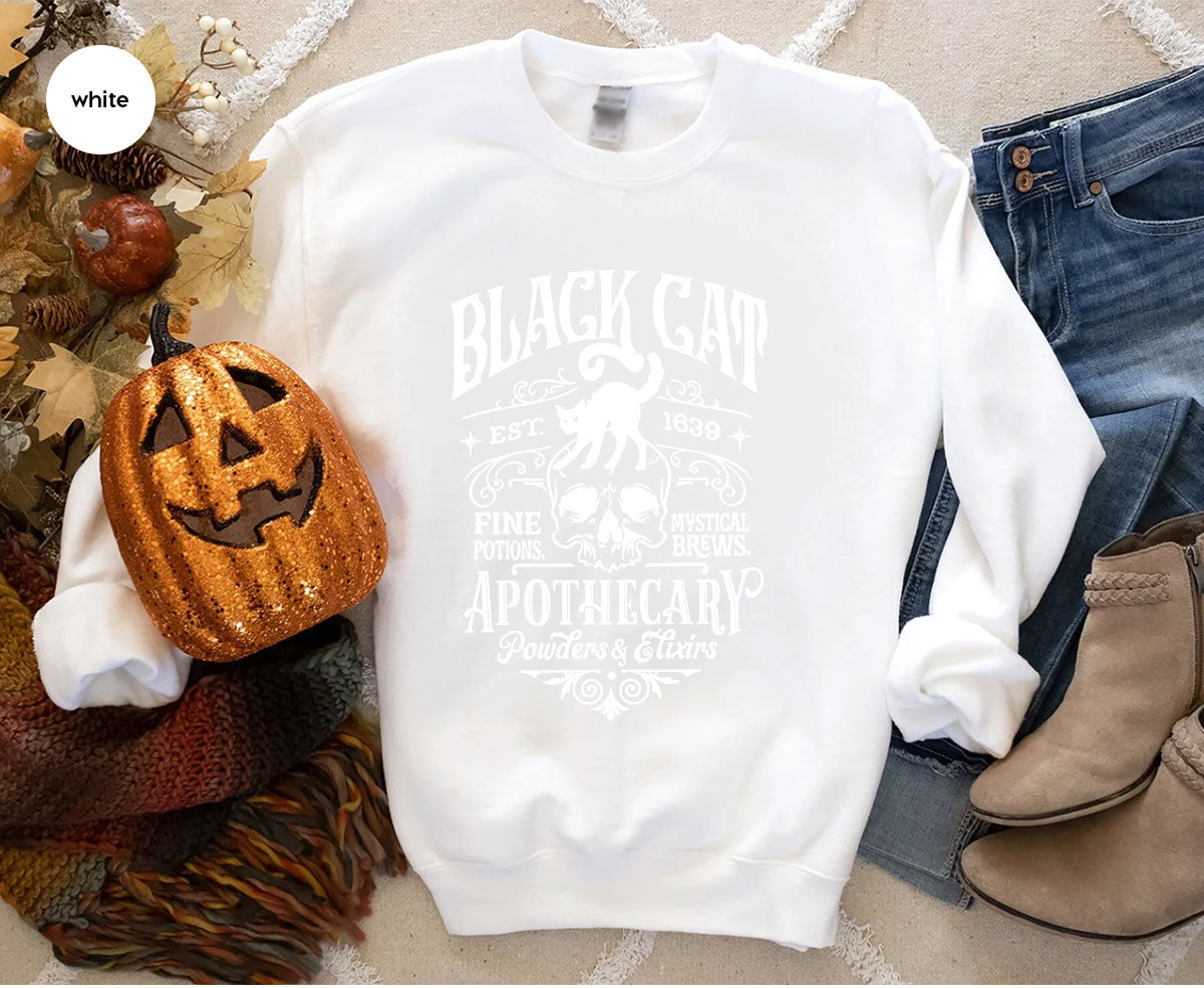 Spooky Season Gifts, Halloween Party Toddler T-Shirt, Cat Graphic Tees, Halloween Crewneck Sweatshirt, Women Vneck Tshirt, Gift for Her