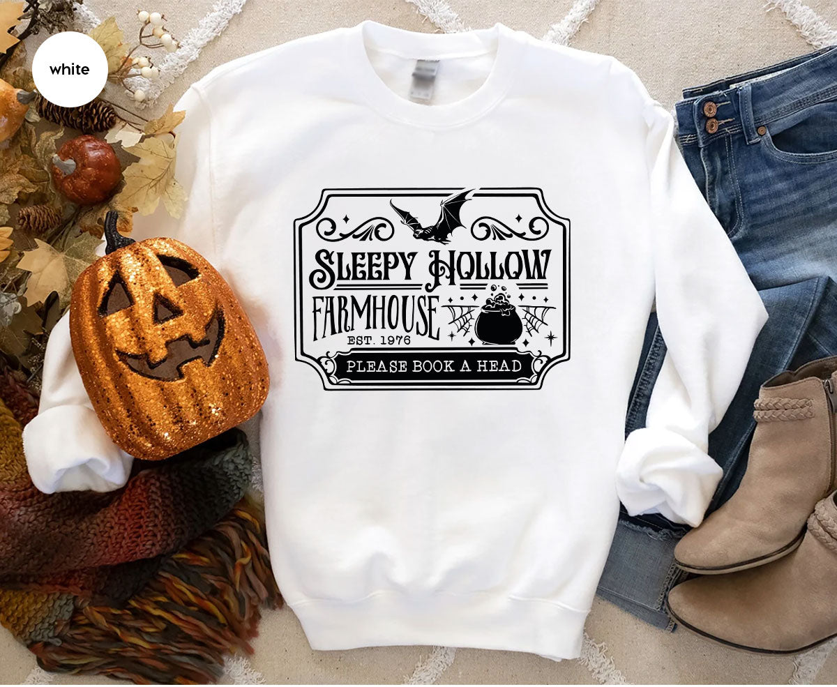 Halloween Farm T Shirt, Horror Crewneck Sweatshirt, Farm Gifts, Witchy Clothing, Spooky Season Graphic Tees, Halloween Party VNeck Shirt