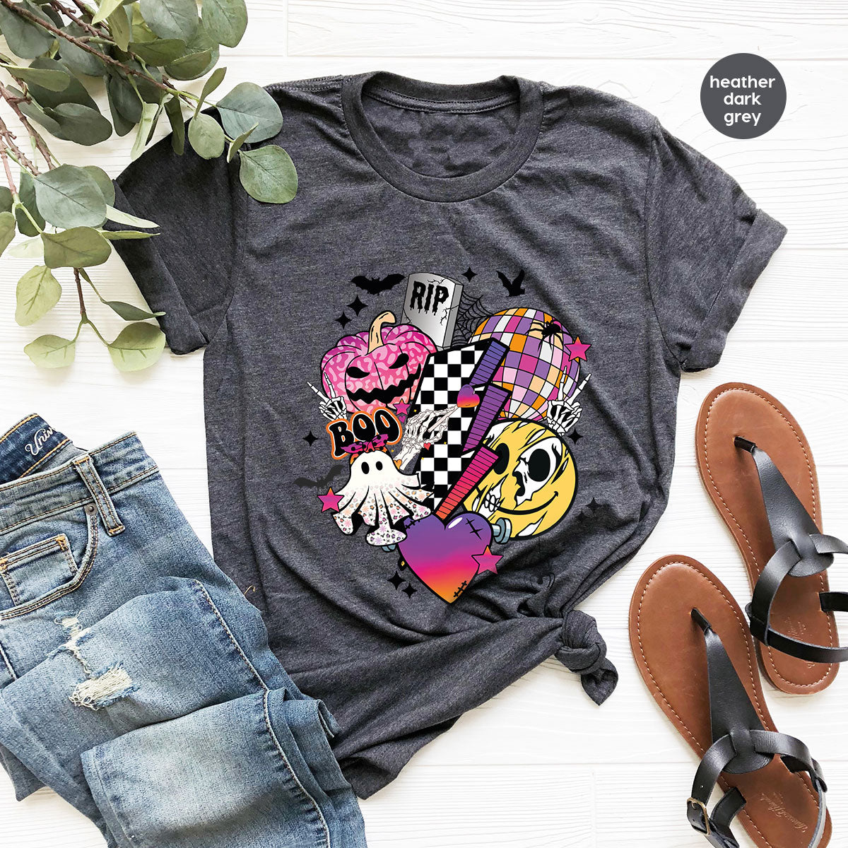 Halloween Shirt, Halloween Gifts, Spooky Season Shirt, Pumpkin Graphic Tees, Girls Fall Clothing, Halloween Party Outfit, Ghost Vneck Shirt