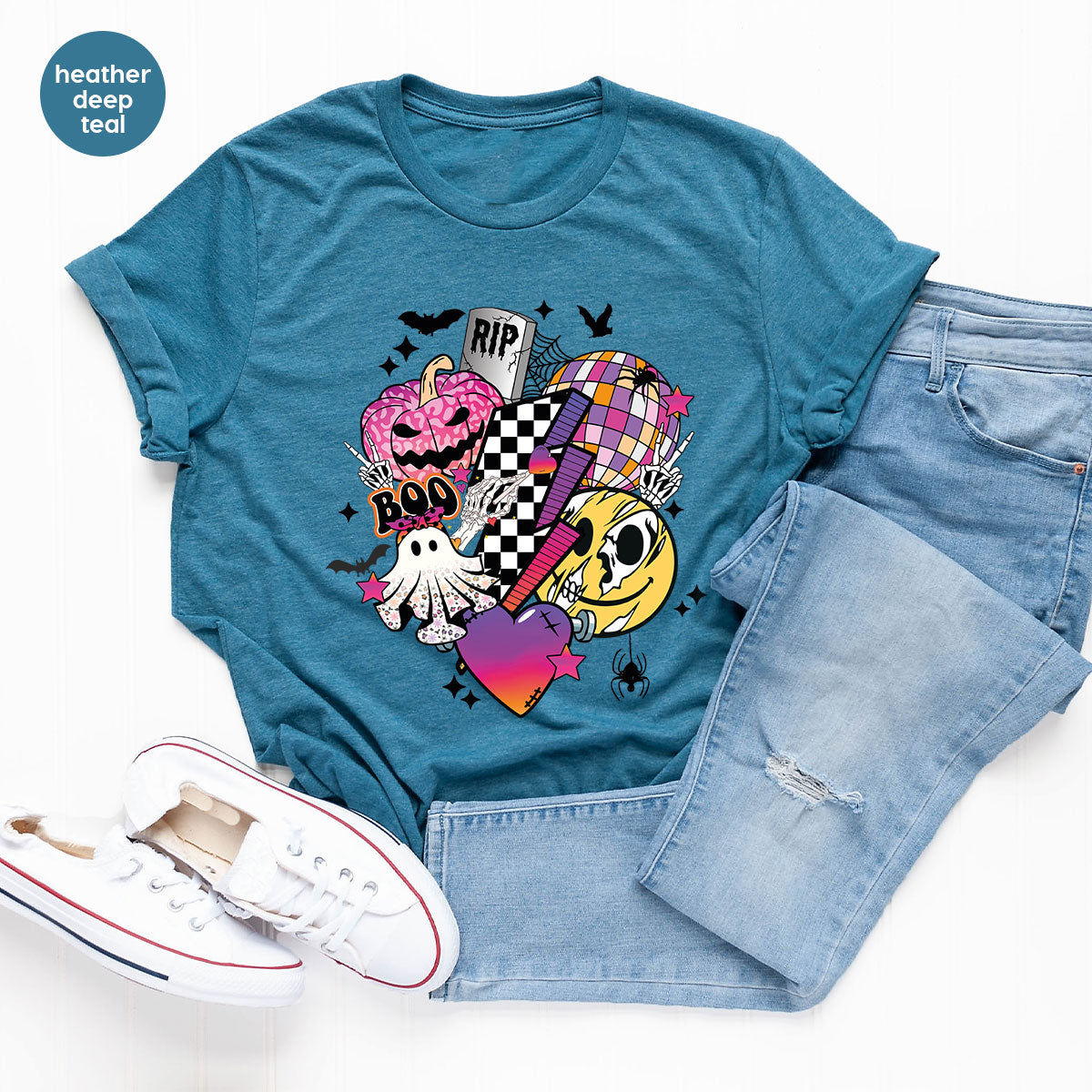 Retro Halloween Shirt, Spooky Pumpkin Shirt, Cool Checkered Outfit
