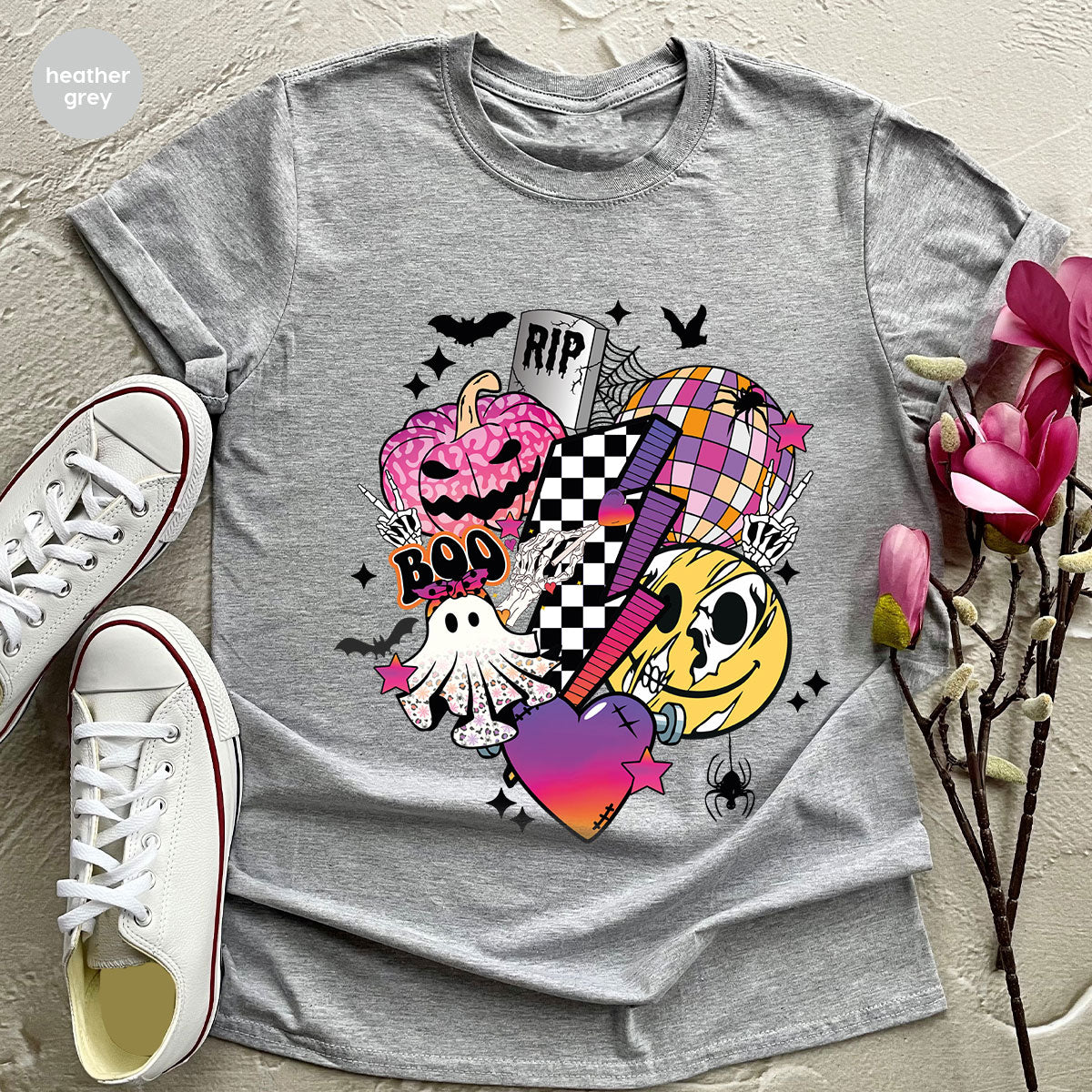 Halloween Shirt, Halloween Gifts, Spooky Season Shirt, Pumpkin Graphic Tees, Girls Fall Clothing, Halloween Party Outfit, Ghost Vneck Shirt