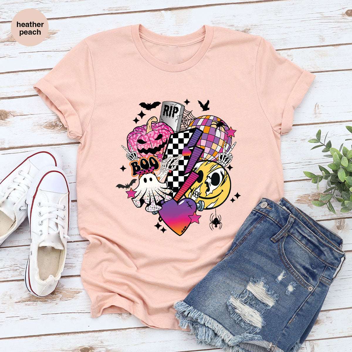 Halloween Shirt, Halloween Gifts, Spooky Season Shirt, Pumpkin Graphic Tees, Girls Fall Clothing, Halloween Party Outfit, Ghost Vneck Shirt