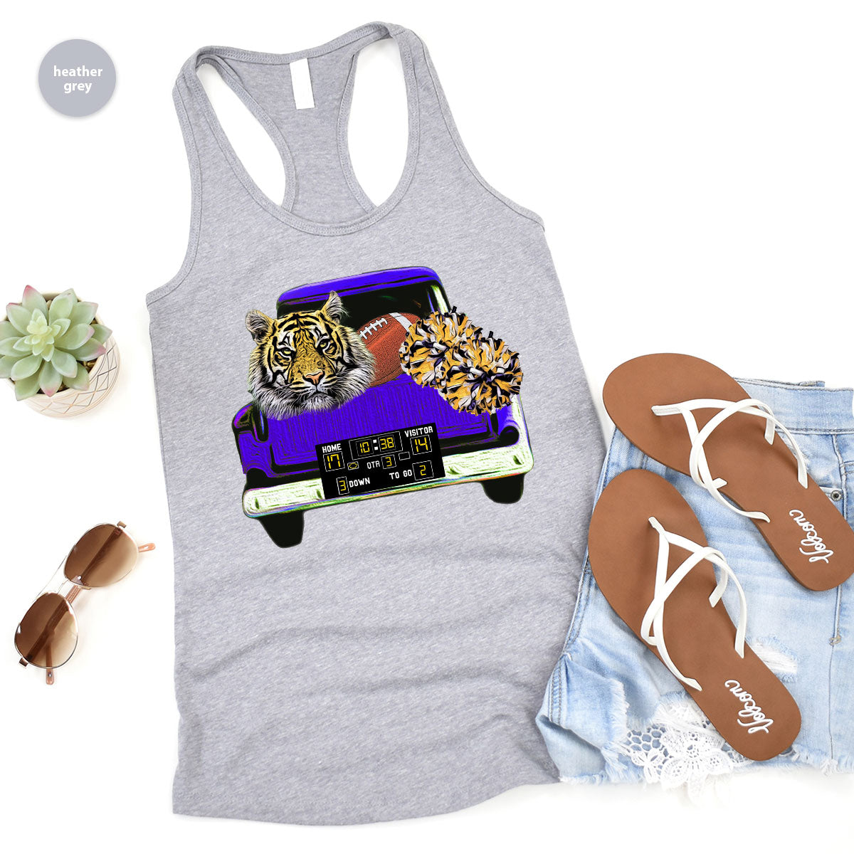 Football Truck Shirt, Tiger Graphic Tees, Football Mom TShirt, Football Gifts for Her, Cheer Vneck Shirt, Gift for Him, Sports Clothing