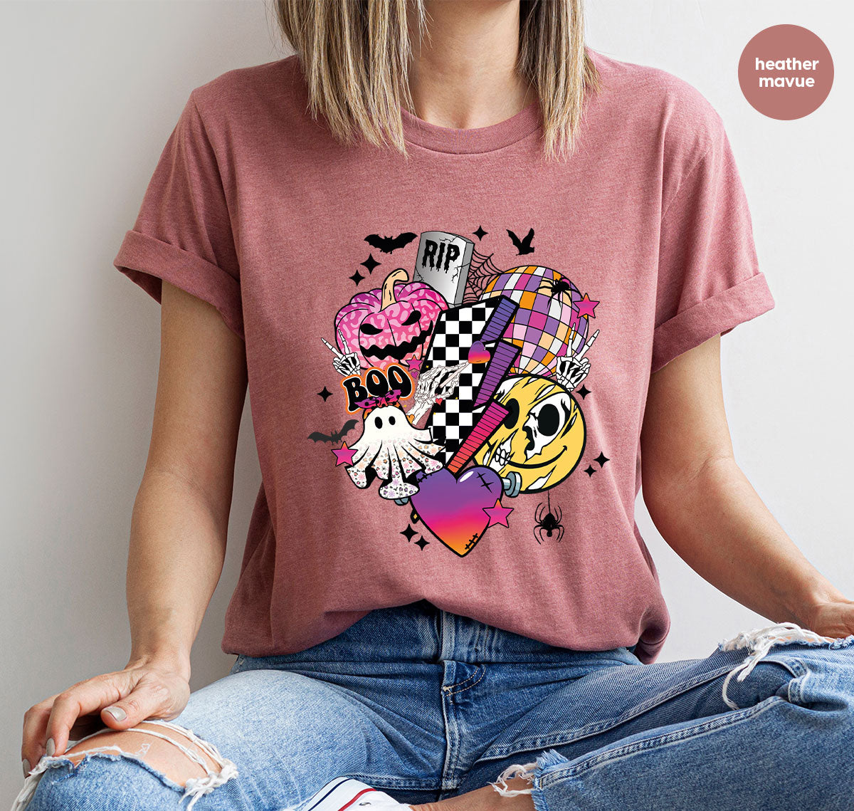 Retro Halloween Shirt, Spooky Pumpkin Shirt, Cool Checkered Outfit