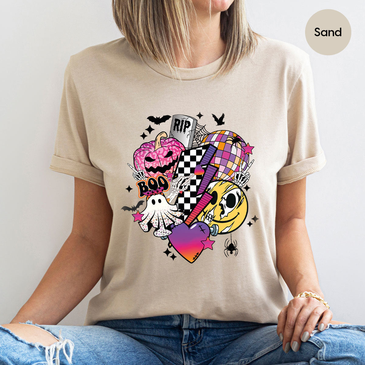 Retro Halloween Shirt, Spooky Pumpkin Shirt, Cool Checkered Outfit