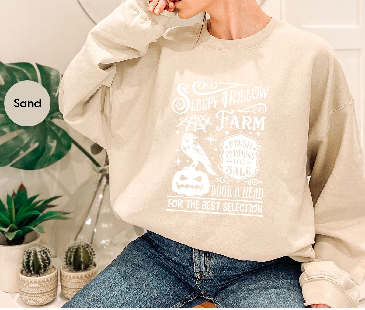 Halloween Sweatshirt, Farmer Outfit, Pumpkin Shirt, Spooky Season Clothing, Crow T-Shirt, Farm Graphic Tees, Gift for Him, Movie VNeck Shirt