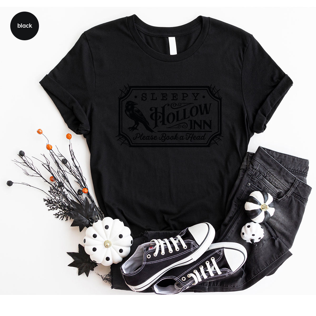 Halloween Crewneck Sweatshirt, Crow Graphic Tees, Gift for Him, Cool Movie T-Shirt, Gift for Her, Spooky Season Party VNeck Shirt