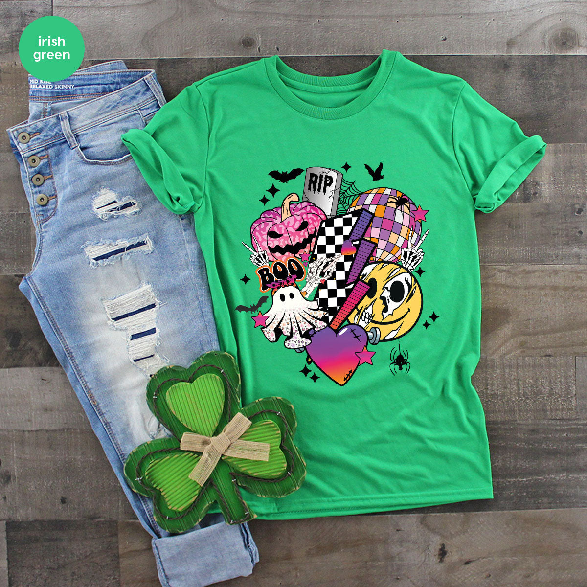 Halloween Shirt, Halloween Gifts, Spooky Season Shirt, Pumpkin Graphic Tees, Girls Fall Clothing, Halloween Party Outfit, Ghost Vneck Shirt