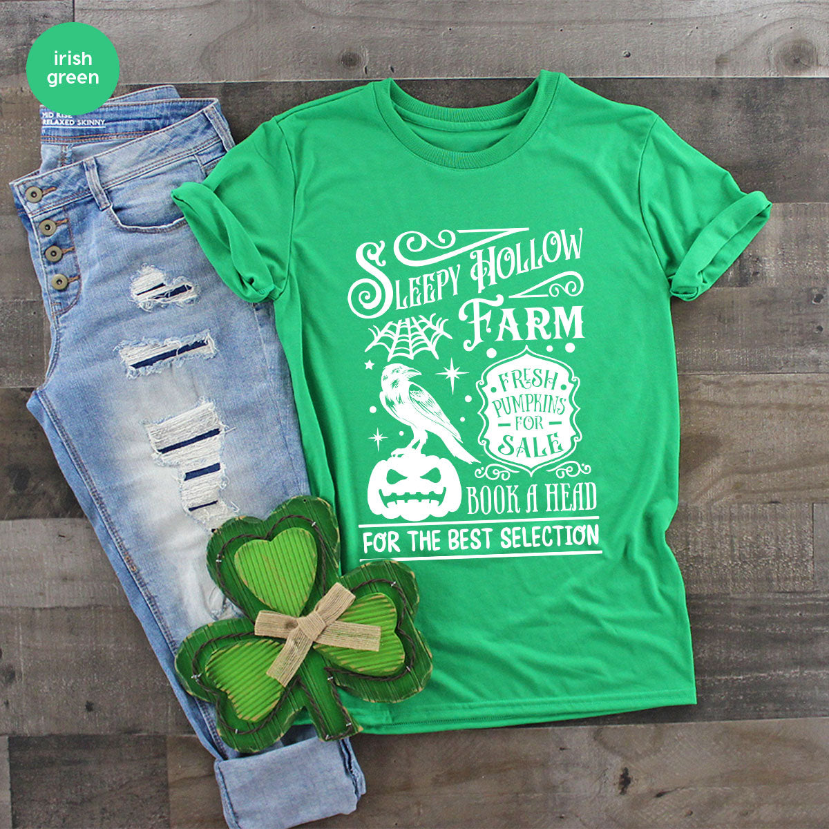 Halloween Sweatshirt, Farmer Outfit, Pumpkin Shirt, Spooky Season Clothing, Crow T-Shirt, Farm Graphic Tees, Gift for Him, Movie VNeck Shirt