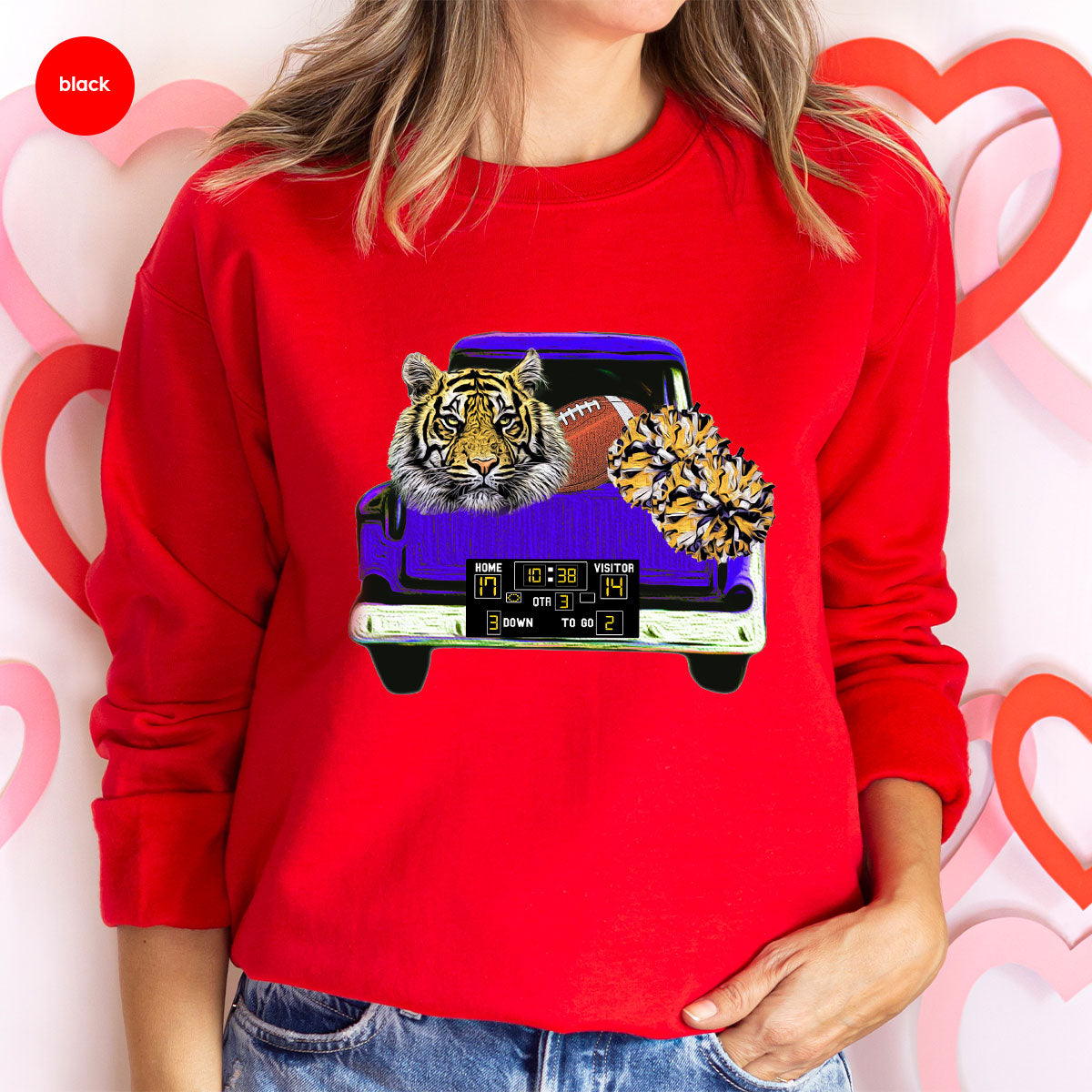 Football Truck Shirt, Tiger Graphic Tees, Football Mom TShirt, Football Gifts for Her, Cheer Vneck Shirt, Gift for Him, Sports Clothing