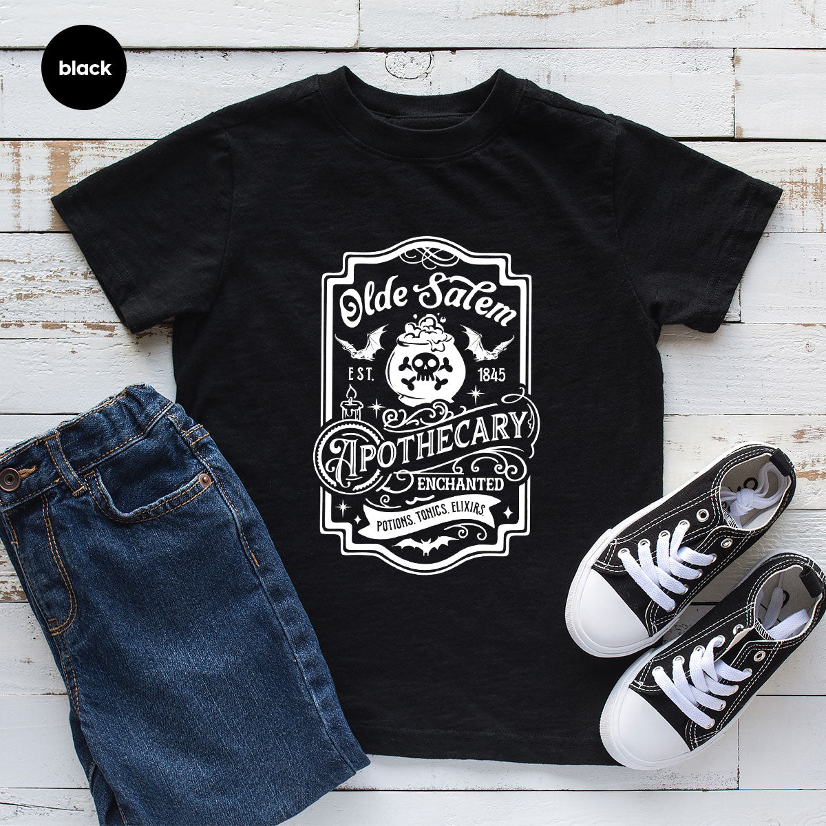 Spooky Season Clothing, Witches Crewneck Sweatshirts, Halloween Gifts, Salem Graphic Tees, Girls Apothecary T-Shirt, Womens Vneck Tshirt