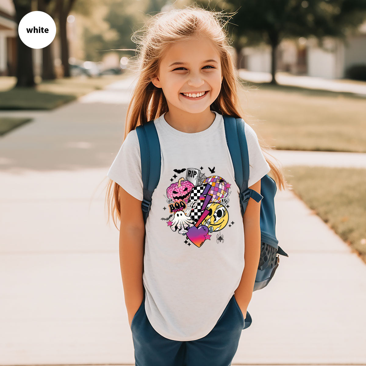 Halloween Shirt, Halloween Gifts, Spooky Season Shirt, Pumpkin Graphic Tees, Girls Fall Clothing, Halloween Party Outfit, Ghost Vneck Shirt