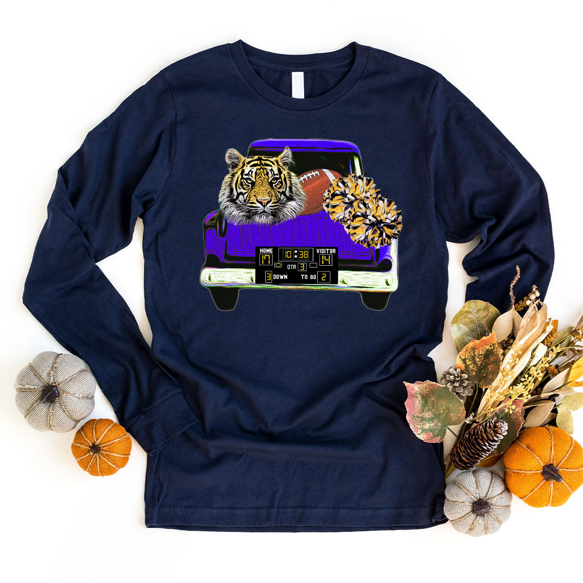 Football Truck Shirt, Tiger Graphic Tees, Football Mom TShirt, Football Gifts for Her, Cheer Vneck Shirt, Gift for Him, Sports Clothing