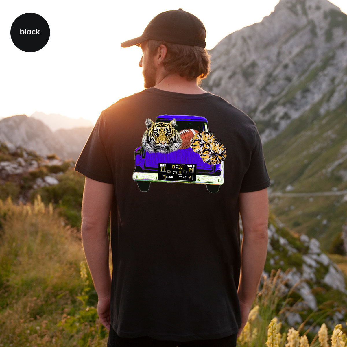 Football Truck Shirt, Tiger Graphic Tees, Football Mom TShirt, Football Gifts for Her, Cheer Vneck Shirt, Gift for Him, Sports Clothing