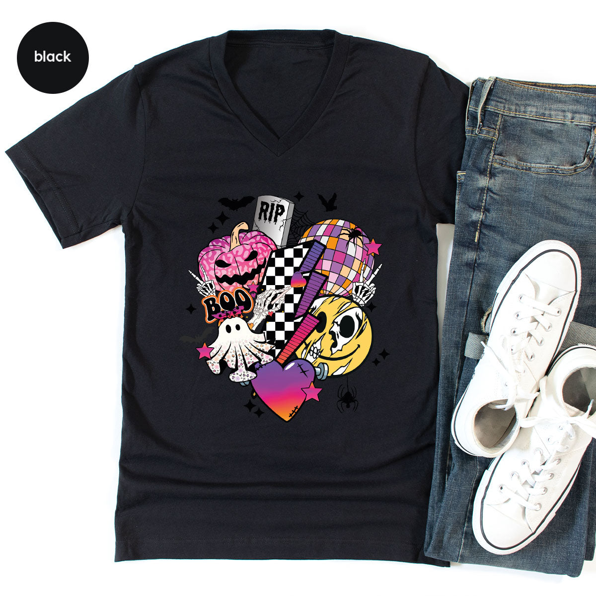 Retro Halloween Shirt, Spooky Pumpkin Shirt, Cool Checkered Outfit