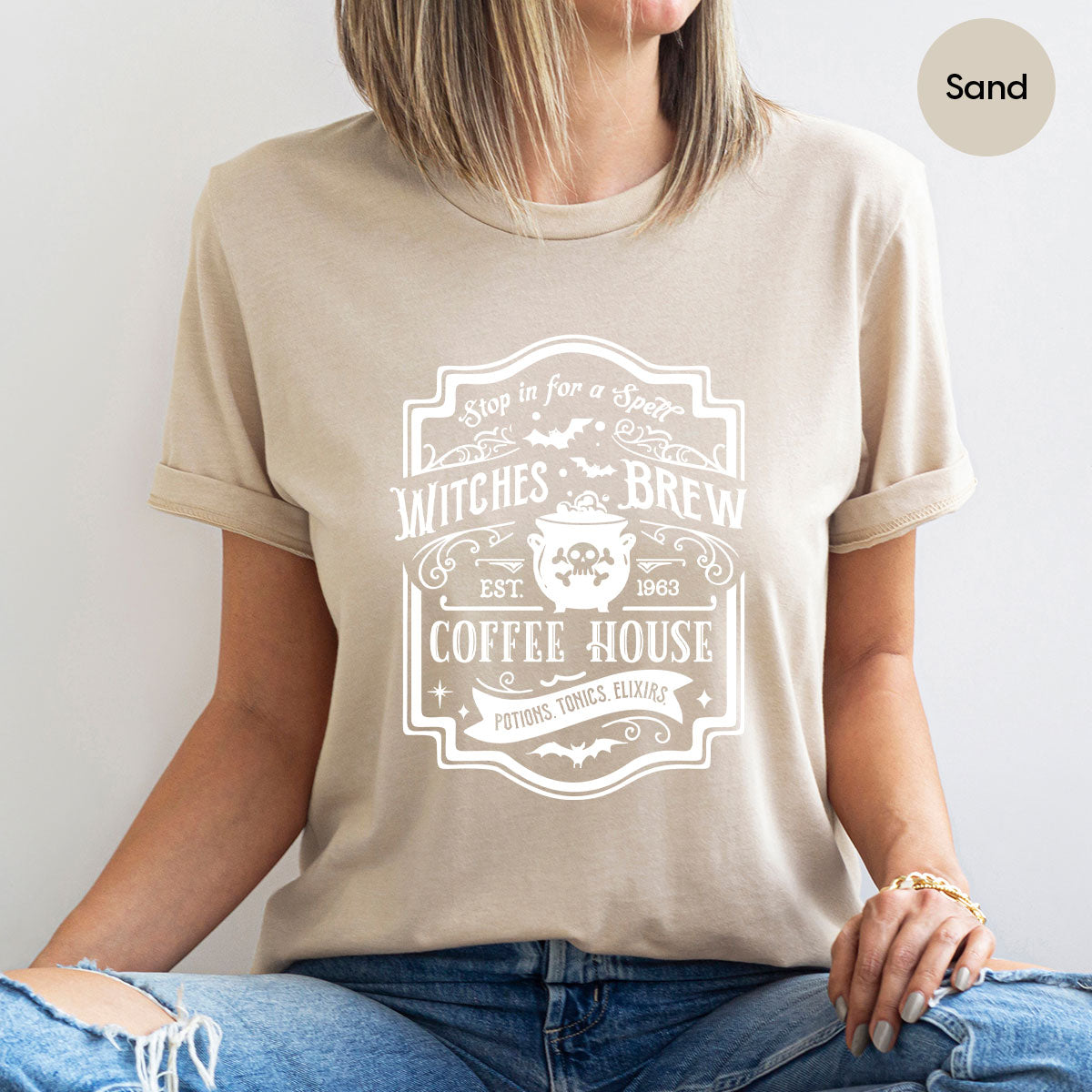 Halloween Shirt, Witchy Gifts, Spooky Season Tshirt, Spell Vneck T Shirt, Shirts for Women, Gifts for Her, Witch's Brew Graphic Tees