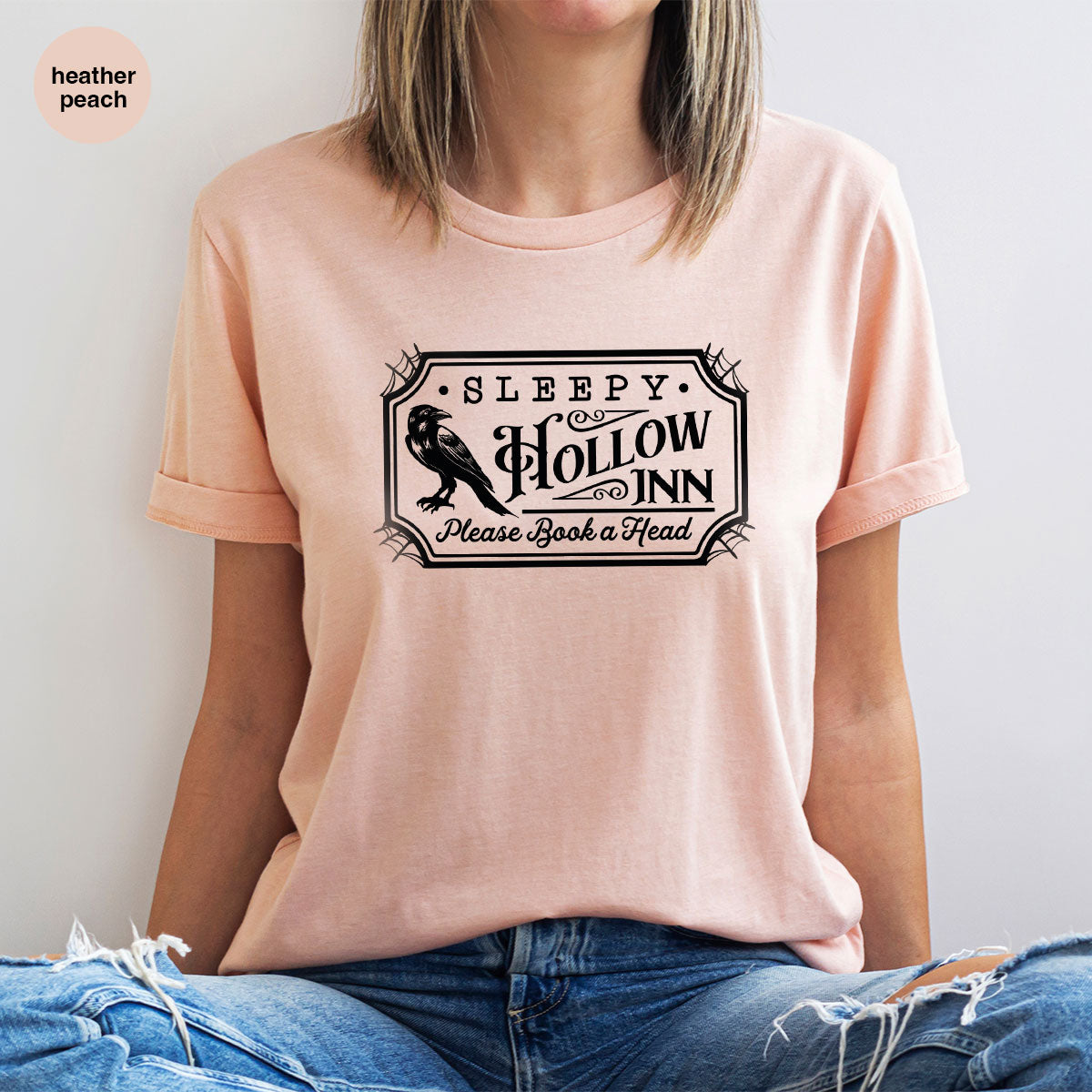 Halloween Crewneck Sweatshirt, Crow Graphic Tees, Gift for Him, Cool Movie T-Shirt, Gift for Her, Spooky Season Party VNeck Shirt