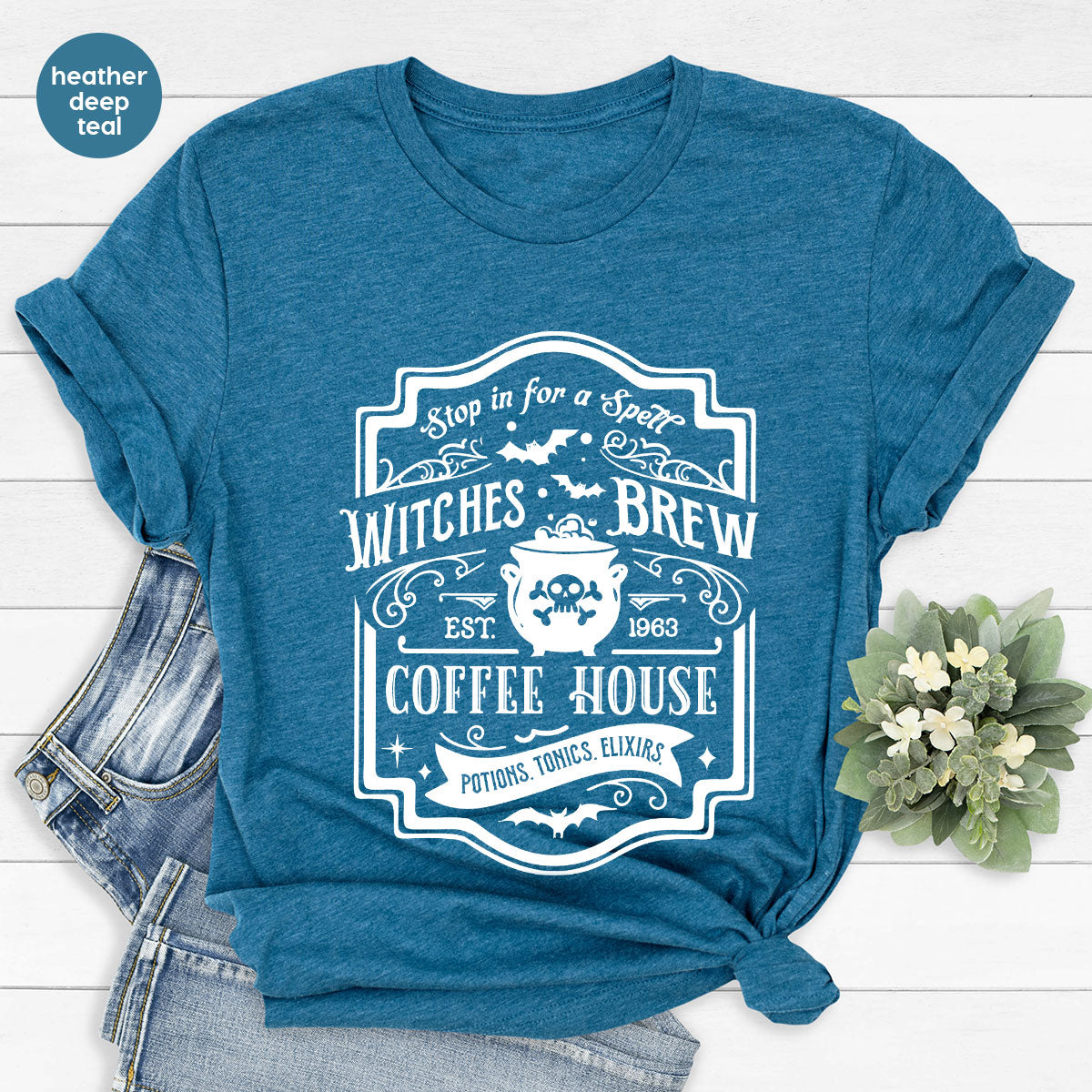 Halloween Shirt, Witchy Gifts, Spooky Season Tshirt, Spell Vneck T Shirt, Shirts for Women, Gifts for Her, Witch's Brew Graphic Tees