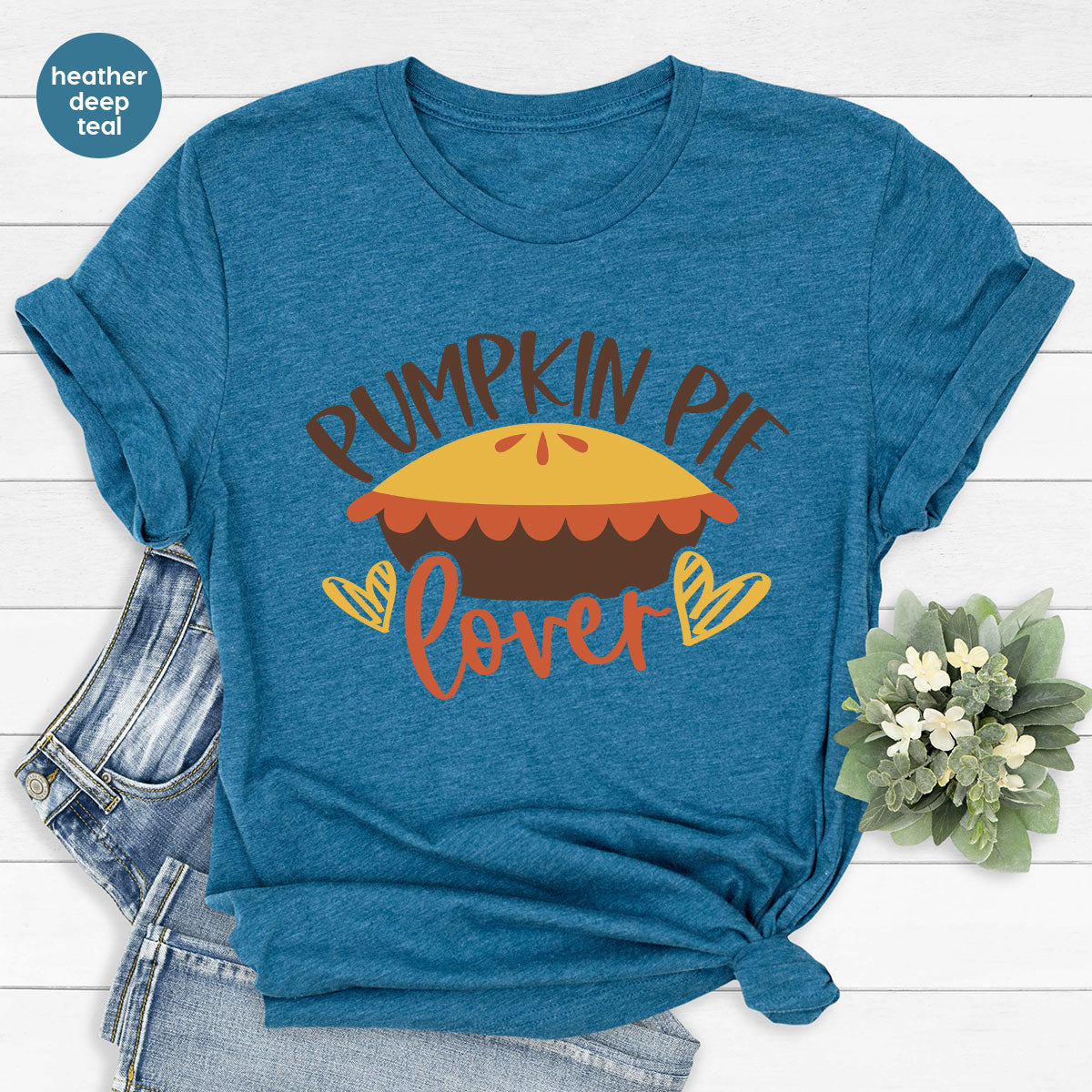 Kids Thanksgiving Shirts, Pumpkin Pie Graphic Tees, Gift for Her, Fall Crewneck Sweatshirt, Cute Toddler Clothes, Autumn Vneck T-Shirt