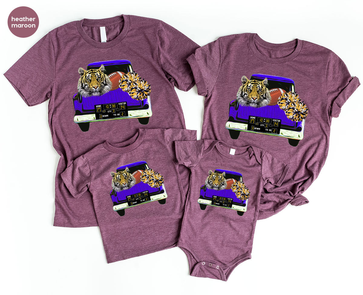 Football Truck Shirt, Tiger Graphic Tees, Football Mom TShirt, Football Gifts for Her, Cheer Vneck Shirt, Gift for Him, Sports Clothing