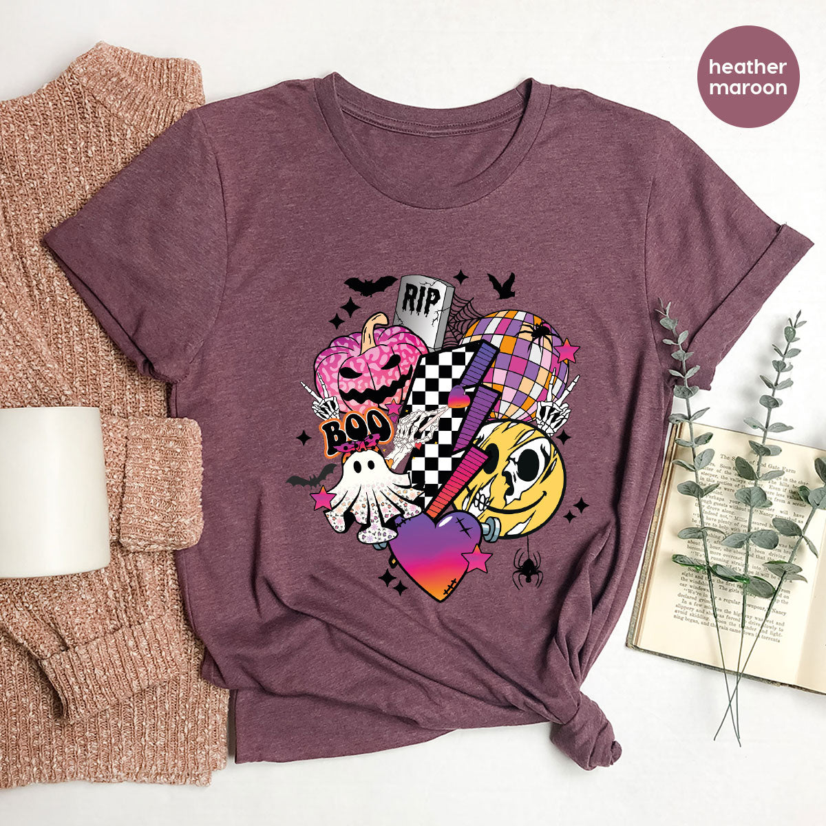 Retro Halloween Shirt, Spooky Pumpkin Shirt, Cool Checkered Outfit