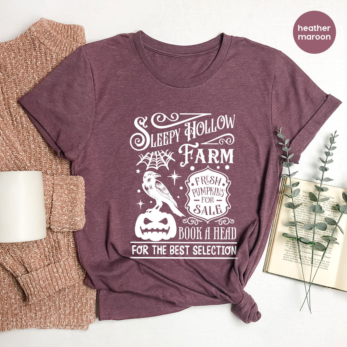 Halloween Sweatshirt, Farmer Outfit, Pumpkin Shirt, Spooky Season Clothing, Crow T-Shirt, Farm Graphic Tees, Gift for Him, Movie VNeck Shirt