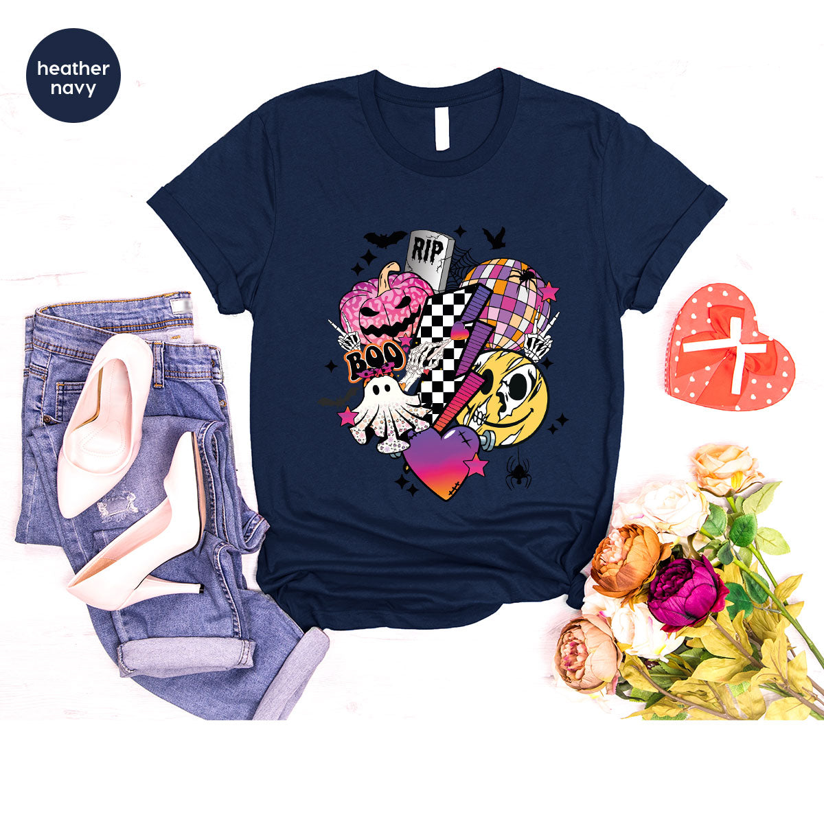 Retro Halloween Shirt, Spooky Pumpkin Shirt, Cool Checkered Outfit