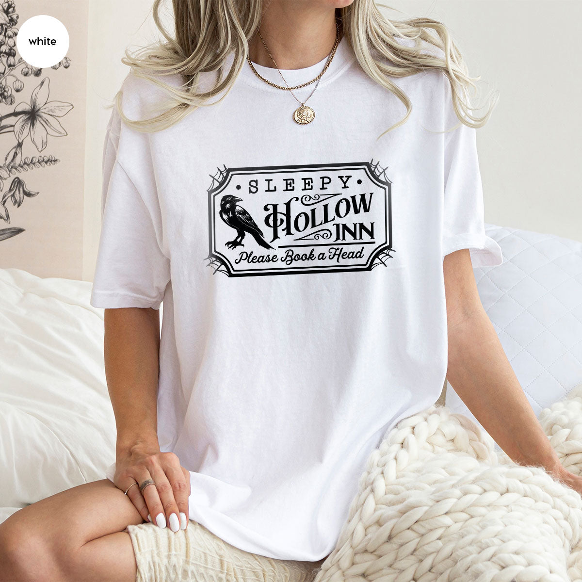 Halloween Crewneck Sweatshirt, Crow Graphic Tees, Gift for Him, Cool Movie T-Shirt, Gift for Her, Spooky Season Party VNeck Shirt