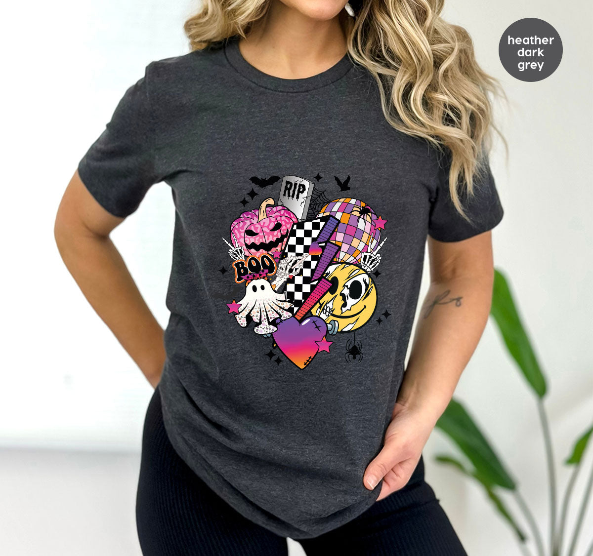 Halloween Shirt, Halloween Gifts, Spooky Season Shirt, Pumpkin Graphic Tees, Girls Fall Clothing, Halloween Party Outfit, Ghost Vneck Shirt