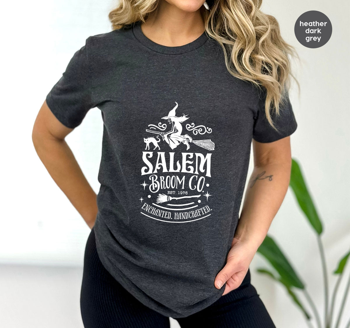 Halloween T-Shirt, Halloween Gifts, Salem Graphic Tees, Witchy Gifts, Witch Crewneck Sweatshirt, Womens Vneck T Shirt, Broom Shirt