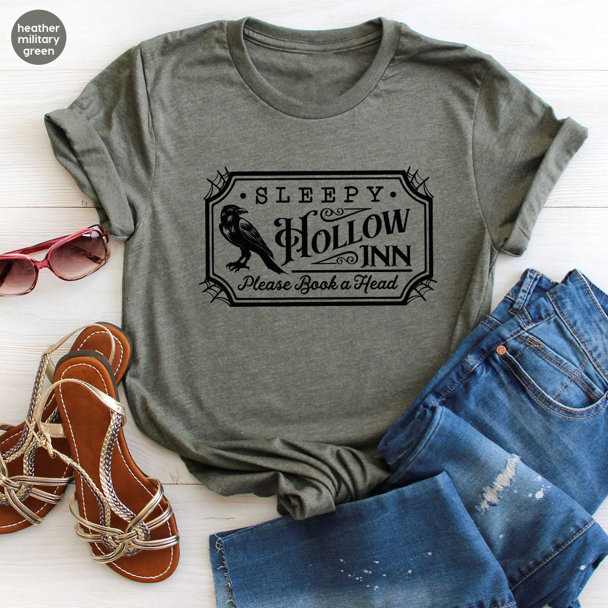 Halloween Crewneck Sweatshirt, Crow Graphic Tees, Gift for Him, Cool Movie T-Shirt, Gift for Her, Spooky Season Party VNeck Shirt