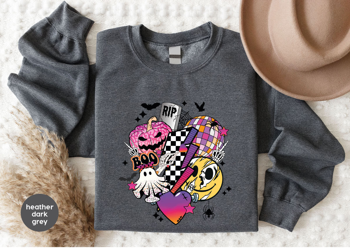Retro Halloween Shirt, Spooky Pumpkin Shirt, Cool Checkered Outfit