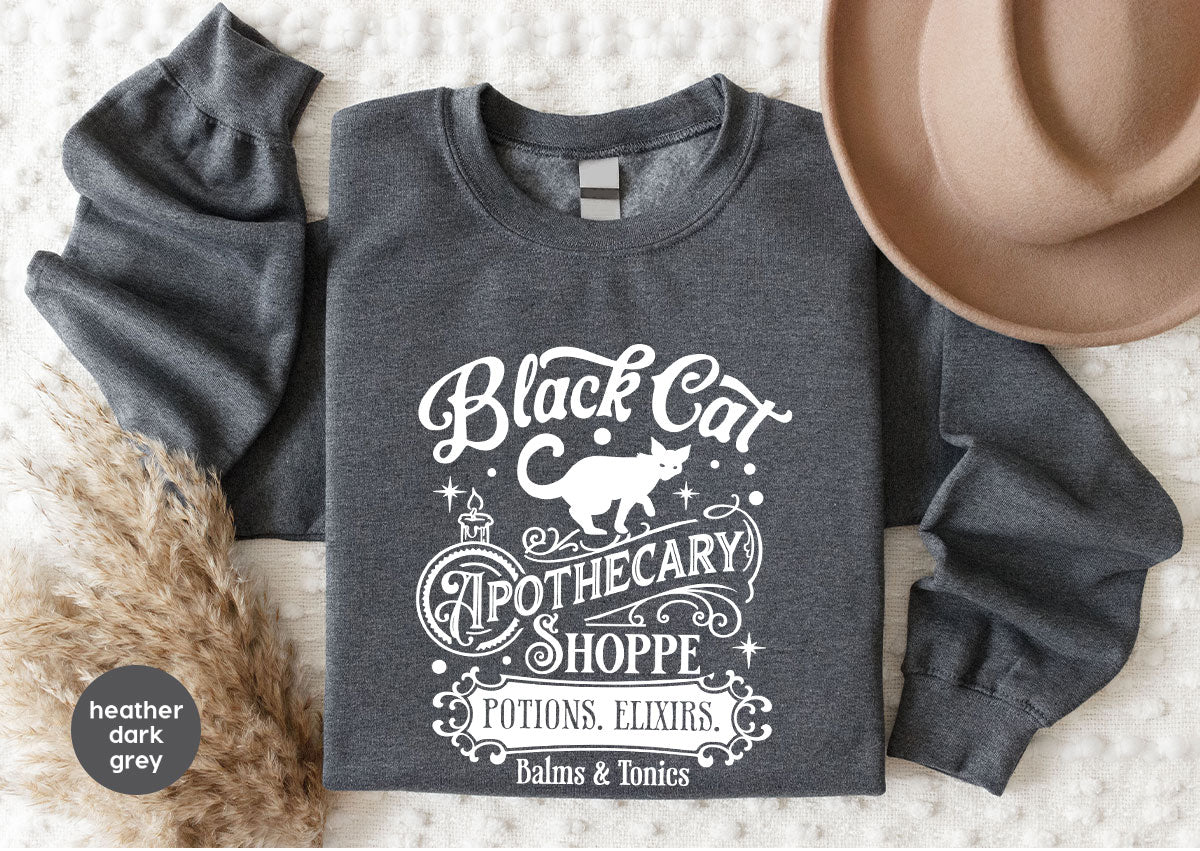 Halloween Party T-Shirt, Spooky Sweatshirt, Halloween Gifts, Cat Clothing, Genderneutral Adult Shirt, Apothecary Graphic Tees, Gift for Kids