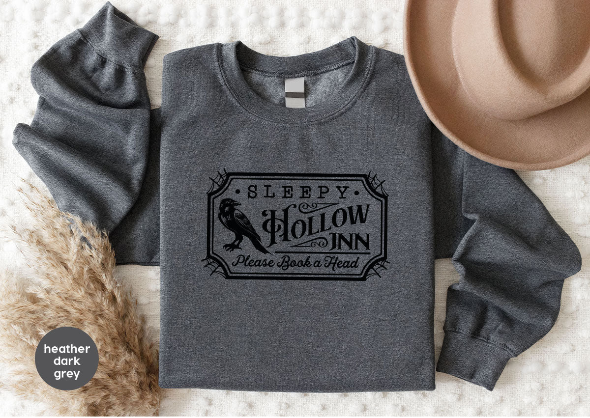 Halloween Crewneck Sweatshirt, Crow Graphic Tees, Gift for Him, Cool Movie T-Shirt, Gift for Her, Spooky Season Party VNeck Shirt