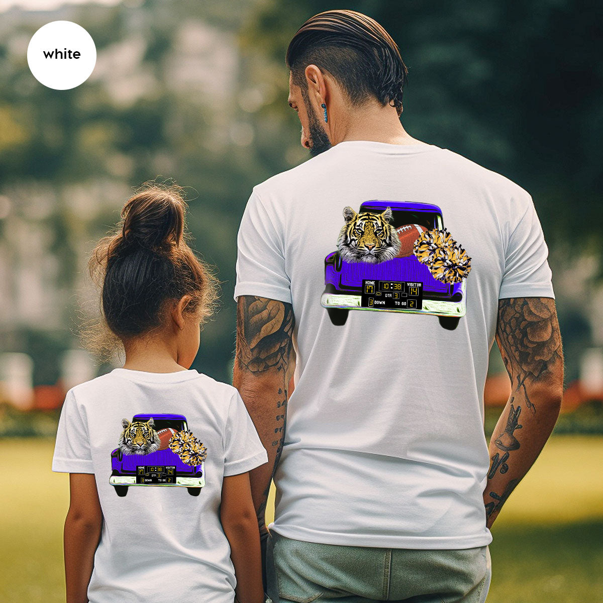 Football Truck Shirt, Tiger Graphic Tees, Football Mom TShirt, Football Gifts for Her, Cheer Vneck Shirt, Gift for Him, Sports Clothing