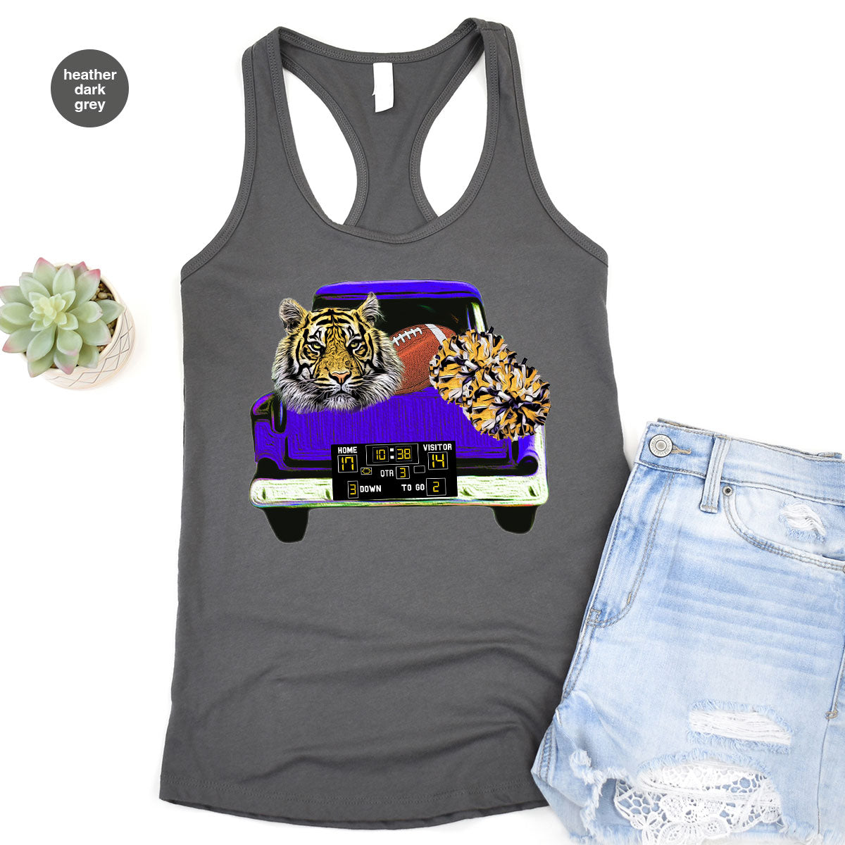 Football Truck Shirt, Tiger Graphic Tees, Football Mom TShirt, Football Gifts for Her, Cheer Vneck Shirt, Gift for Him, Sports Clothing