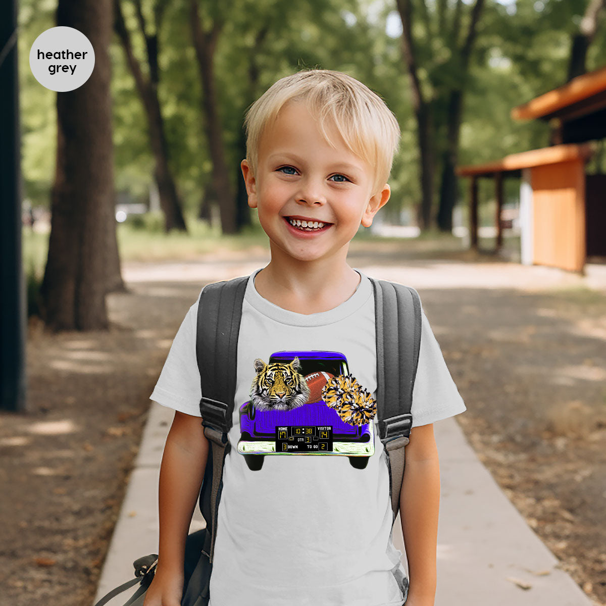 Football Truck Shirt, Tiger Graphic Tees, Football Mom TShirt, Football Gifts for Her, Cheer Vneck Shirt, Gift for Him, Sports Clothing