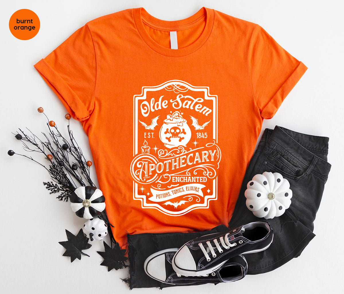 Spooky Season Clothing, Witches Crewneck Sweatshirts, Halloween Gifts, Salem Graphic Tees, Girls Apothecary T-Shirt, Womens Vneck Tshirt