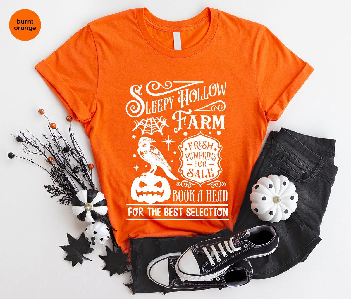 Halloween Sweatshirt, Farmer Outfit, Pumpkin Shirt, Spooky Season Clothing, Crow T-Shirt, Farm Graphic Tees, Gift for Him, Movie VNeck Shirt