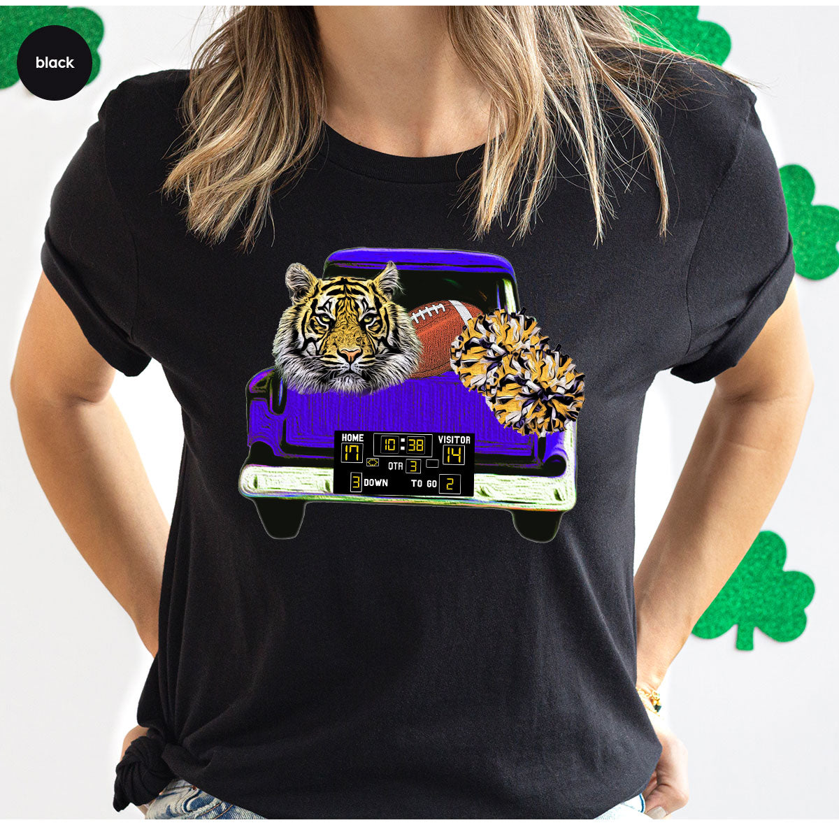 Football Truck Shirt, Tiger Graphic Tees, Football Mom TShirt, Football Gifts for Her, Cheer Vneck Shirt, Gift for Him, Sports Clothing