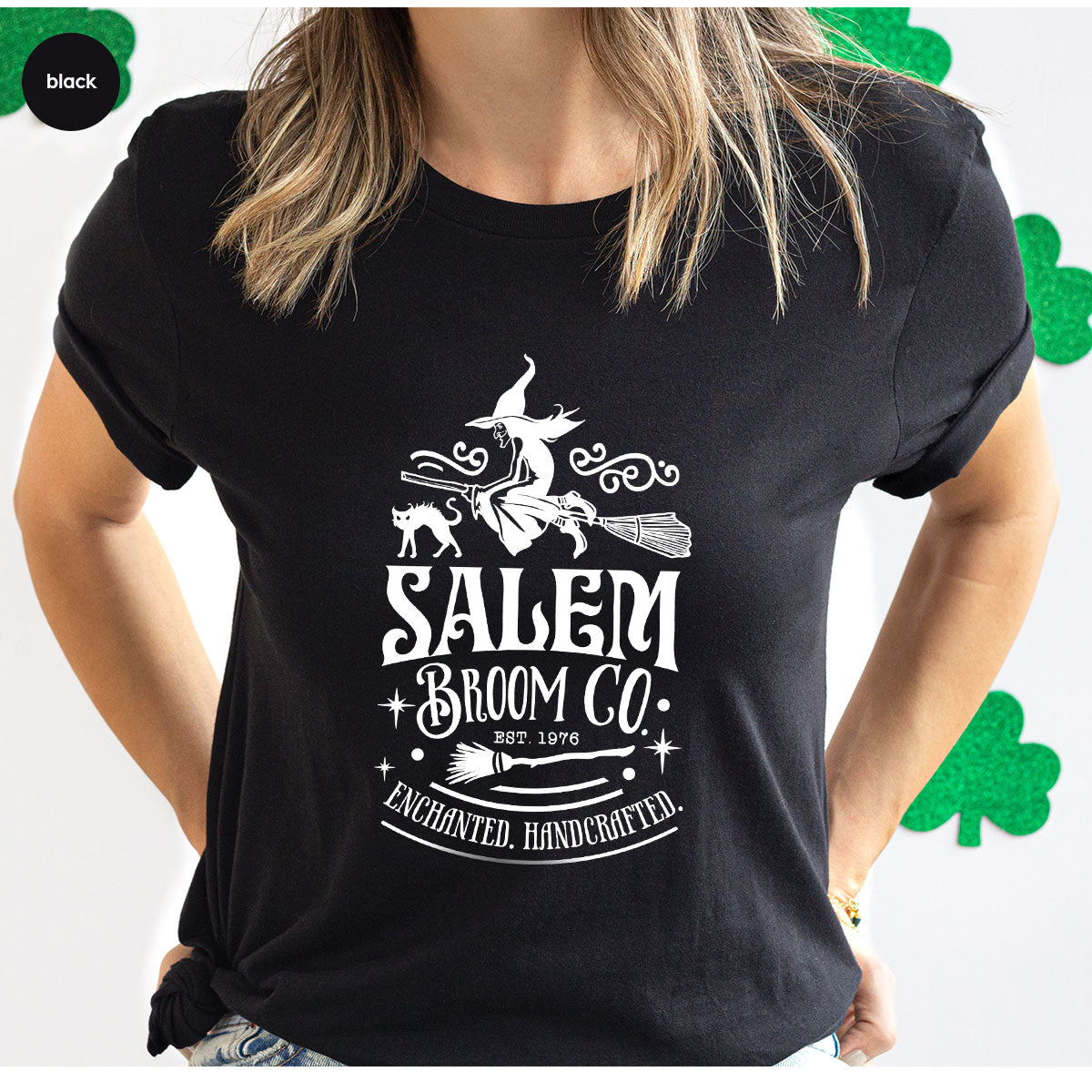 Halloween T-Shirt, Halloween Gifts, Salem Graphic Tees, Witchy Gifts, Witch Crewneck Sweatshirt, Womens Vneck T Shirt, Broom Shirt